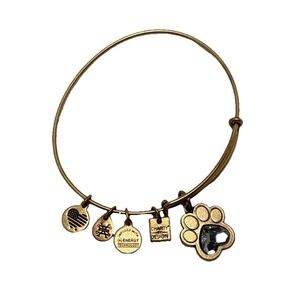 Alex and Ani Paw Print Charm  Bracelet CAT DOG, Pet Gold Tone, Crystal, Recycled